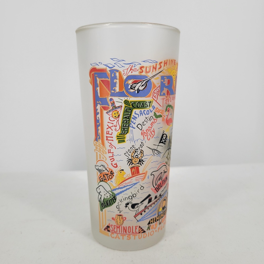 Catstudio Florida State Glass 15oz‎ Highball Frosted Geography Collection